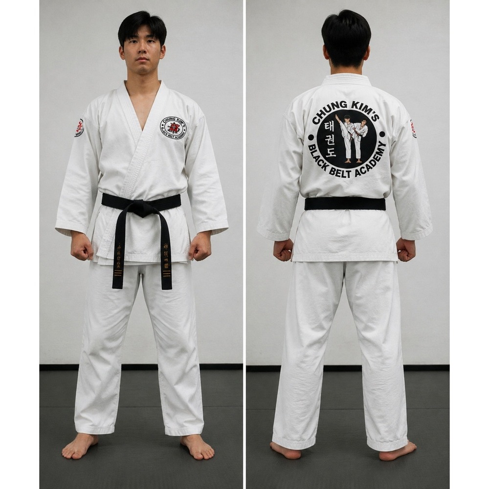 Vintage Sun Choi Brothers Taekwondo Dobak Uniform Made in USA Size 2 Chung Kim